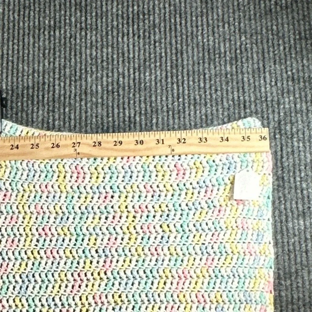 Handmade Crochet Baby Blanket Multicolor Pastel Pink Blue Yellow Crib Stroller